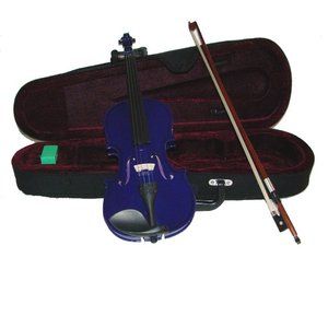 New Real 1/10 Size Purple Violin with Case and Bow